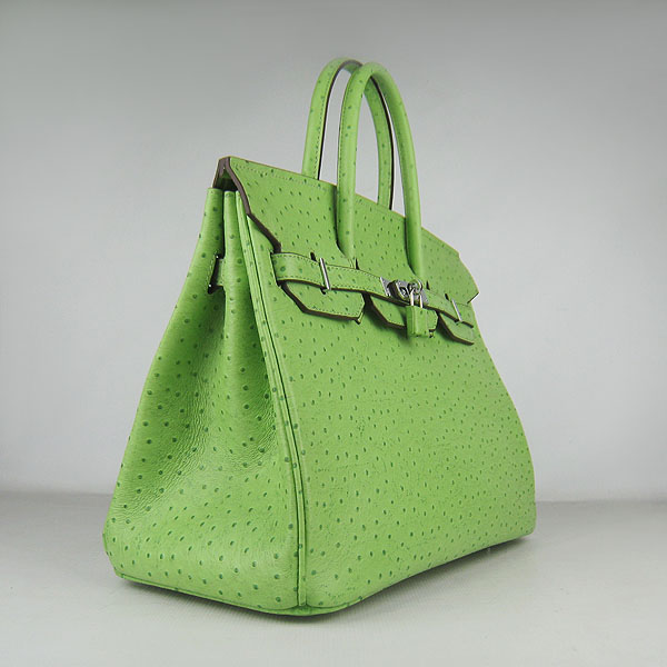 High Quality Fake Hermes Birkin 35CM Ostrich Veins Handbag Green 6089